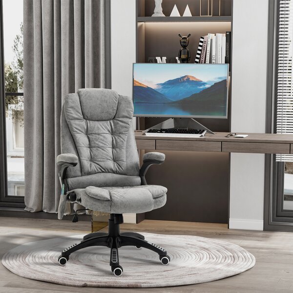 Vinsetto Heated Massage Recliner: 6 Massage Points, Microfiber, 360° Swivel, Slate Grey Aosom UK