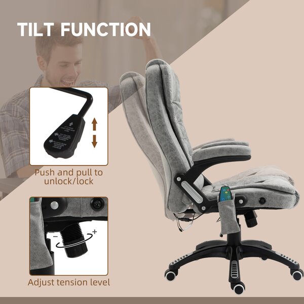 Vinsetto Heated Massage Recliner: 6 Massage Points, Microfiber, 360° Swivel, Slate Grey Aosom UK