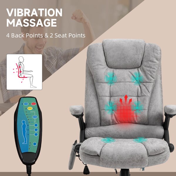 Vinsetto Heated Massage Recliner: 6 Massage Points, Microfiber, 360° Swivel, Slate Grey Aosom UK