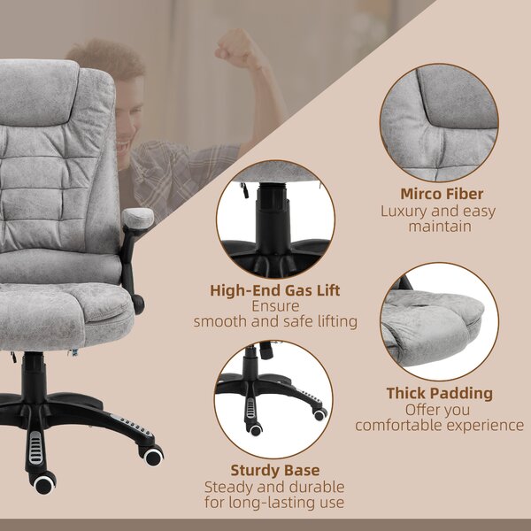 Vinsetto Heated Massage Recliner: 6 Massage Points, Microfiber, 360° Swivel, Slate Grey Aosom UK