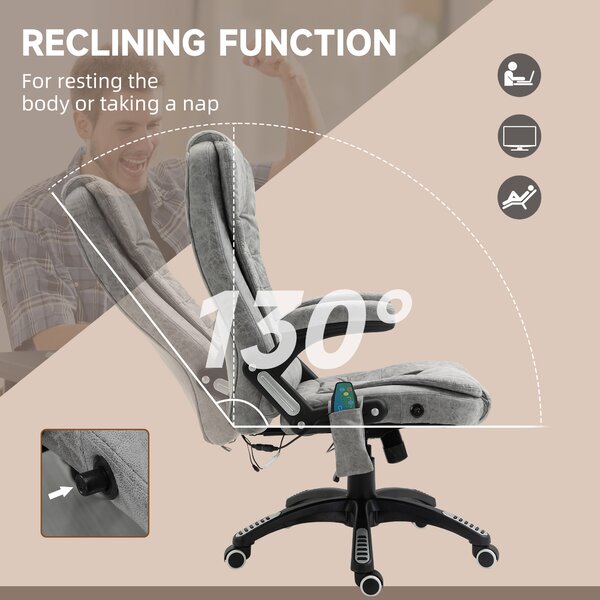 Vinsetto Heated Massage Recliner: 6 Massage Points, Microfiber, 360° Swivel, Slate Grey Aosom UK