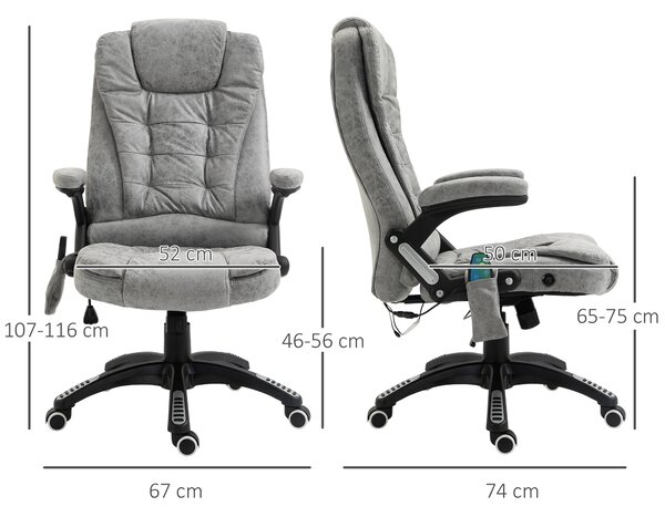 Vinsetto Heated Massage Recliner: 6 Massage Points, Microfiber, 360° Swivel, Slate Grey Aosom UK