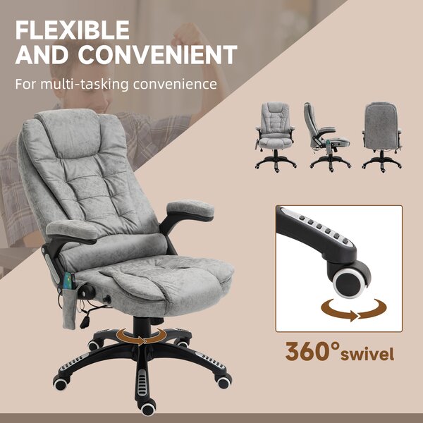 Vinsetto Heated Massage Recliner: 6 Massage Points, Microfiber, 360° Swivel, Slate Grey Aosom UK