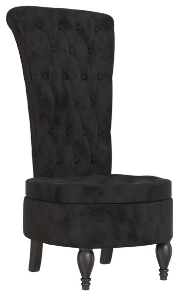 High Back Chair Black Velvet Button Design