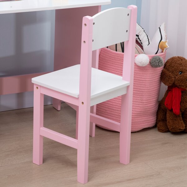 HOMCOM Kids Table and Chair Set Two-Piece Table and Chair Set Multi Use Toddler Furniture w/ Whiteboard - Pink Aosom UK