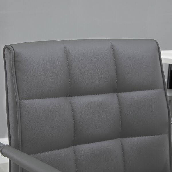 Vinsetto Mid Back PU Leather Home Office Desk Chair Swivel Computer Chair with Arm, Wheels, Adjustable Height, Grey Aosom UK