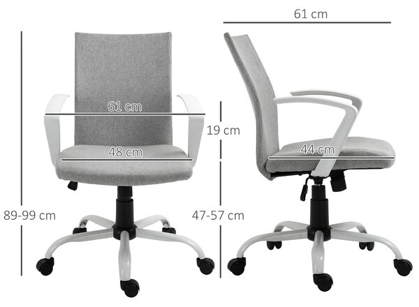 Vinsetto Swivel Office Chair, Adjustable Height Desk Chair with Padded Armrests & Silent Swivel Wheelsl, Scratch Anti, Light Grey Aosom UK