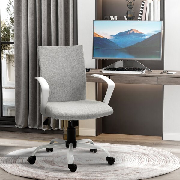 Vinsetto Swivel Office Chair, Adjustable Height Desk Chair with Padded Armrests & Silent Swivel Wheelsl, Scratch Anti, Light Grey Aosom UK