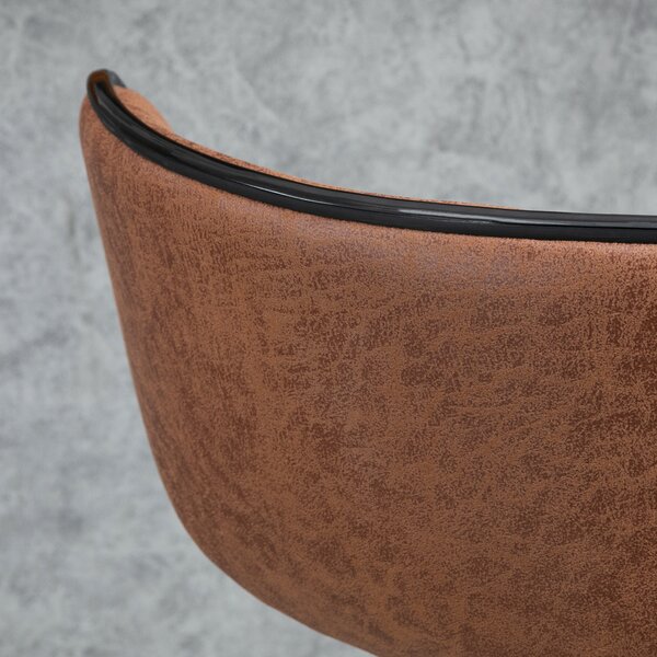 HOMCOM Bar Stool Set of 2 Microfiber Cloth Adjustable Height Armless Chairs with Swivel Seat, Brown Aosom UK