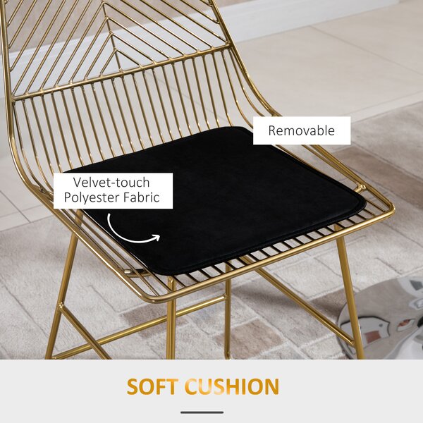 HOMCOM Set of 2 Bar Chair w/ Modern Counter Height, Wire Metal Bar Stool for Kitchen, Counter Bar Stool, Gold Aosom UK