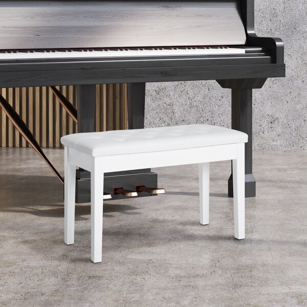 HOMCOM Dressing Table Stool with Storage, PU Leather Padded Piano Bench, 76x36x50cm, White Aosom UK