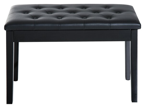 HOMCOM Elegant Piano Bench with Storage, PU Leather Upholstered Dressing Table Stool, 76x36x50cm, Black Aosom UK