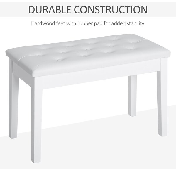 HOMCOM Dressing Table Stool with Storage, PU Leather Padded Piano Bench, 76x36x50cm, White Aosom UK