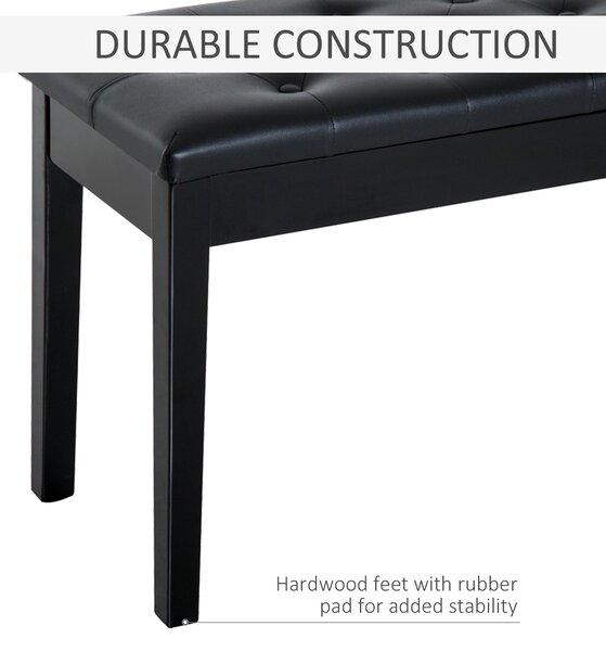 HOMCOM Elegant Piano Bench with Storage, PU Leather Upholstered Dressing Table Stool, 76x36x50cm, Black Aosom UK