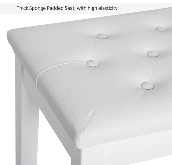 HOMCOM Dressing Table Stool with Storage, PU Leather Padded Piano Bench, 76x36x50cm, White Aosom UK