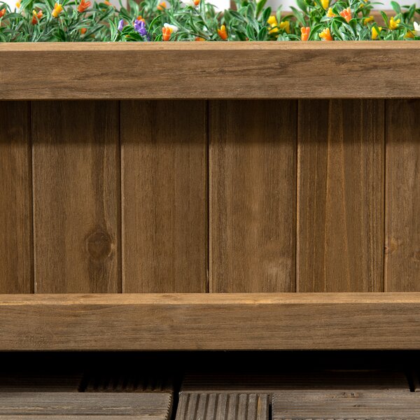 Outsunny Raised Flower Beds Wooden Planter w/ a Trellis and Garden Planter at Home, Corner, Garden, Balcony, 64W x 28D x 75Hcm, Brown Aosom UK