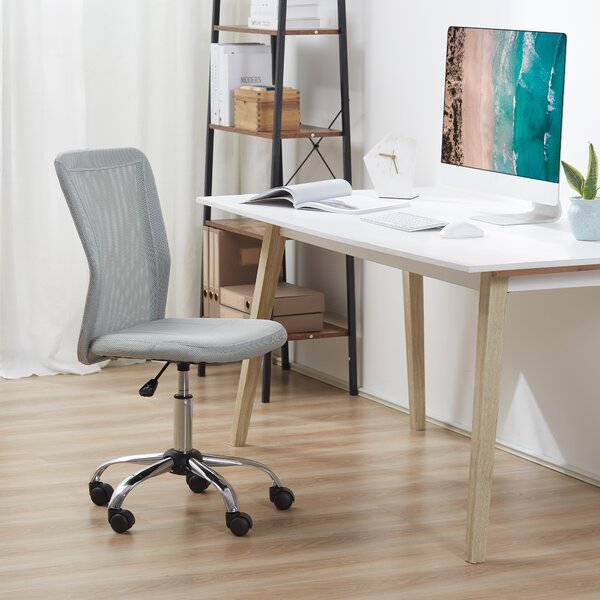 Vinsetto Mesh Office Chair with Height Adjustable, Swivel Wheels, Ergonomic Office Mesh Task Chair, Armless, Mid Back, Grey Aosom UK