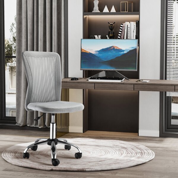 Vinsetto Mesh Office Chair with Height Adjustable, Swivel Wheels, Ergonomic Office Mesh Task Chair, Armless, Mid Back, Grey Aosom UK