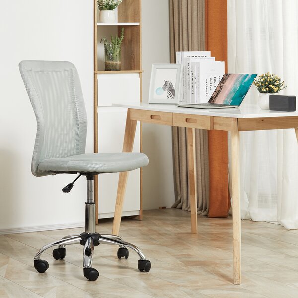 Vinsetto Mesh Office Chair with Height Adjustable, Swivel Wheels, Ergonomic Office Mesh Task Chair, Armless, Mid Back, Grey Aosom UK