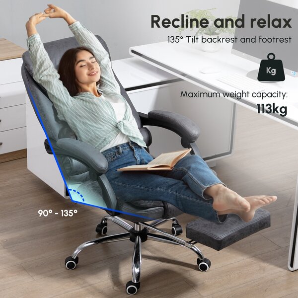 Vinsetto Heated Massage Office Chair Vibration Massage Reclining Adjustable Swivel Ergonomic High Back with Footrest, Dark Grey Aosom UK
