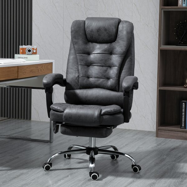 Vinsetto Heated Massage Office Chair Vibration Massage Reclining Adjustable Swivel Ergonomic High Back with Footrest, Dark Grey Aosom UK