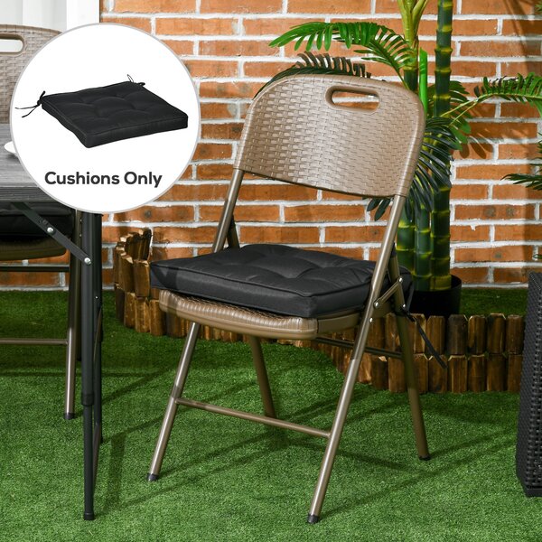 Outsunny Replacement Dining Chair Seat Pad, Garden Seat Cushion with Ties, 40 x 40cm, Black Aosom UK
