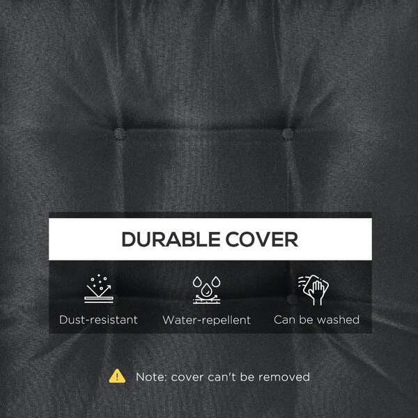 Outsunny Replacement Dining Chair Seat Pad, Garden Seat Cushion with Ties, 40 x 40cm, Black Aosom UK
