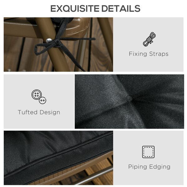 Outsunny Replacement Dining Chair Seat Pad, Garden Seat Cushion with Ties, 40 x 40cm, Black Aosom UK