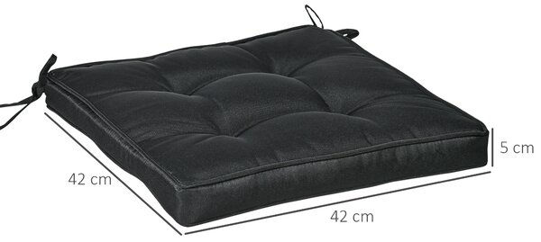 Outsunny Replacement Dining Chair Seat Pad, Garden Seat Cushion with Ties, 40 x 40cm, Black Aosom UK