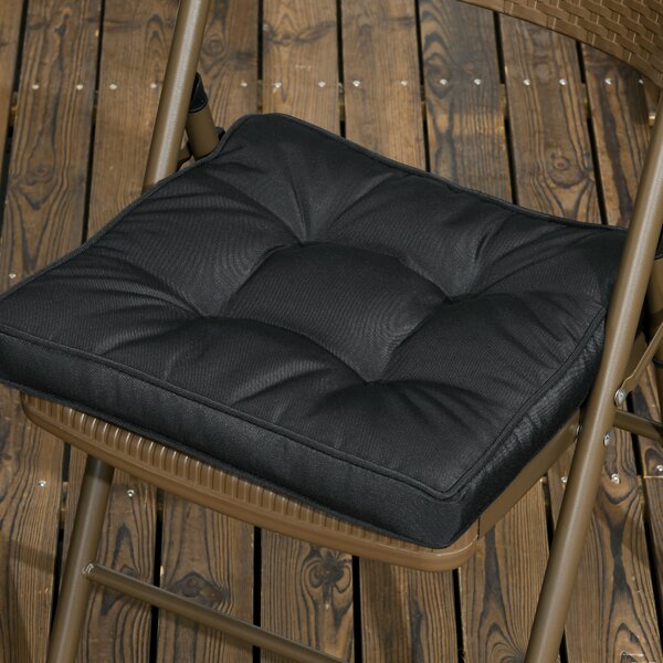 Outsunny Replacement Dining Chair Seat Pad, Garden Seat Cushion with Ties, 40 x 40cm, Black Aosom UK