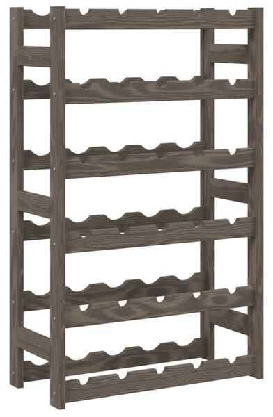 Wine Rack for 30 Bottles Grey Solid Wood Pine