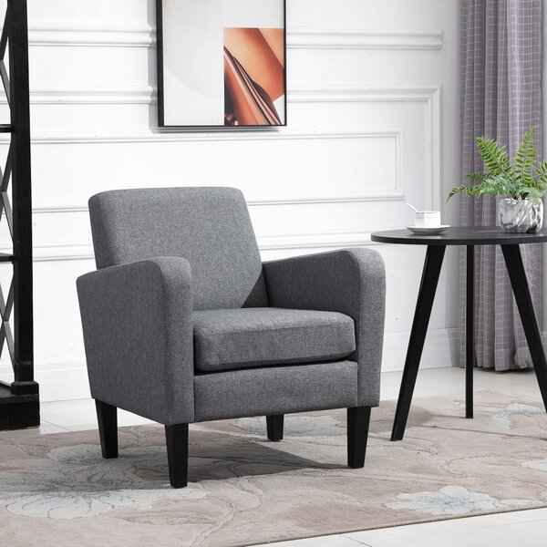 HOMCOM Linen Single Armchair, with Padded Seat & Anti-Cat-Scratch Material, Grey Aosom UK