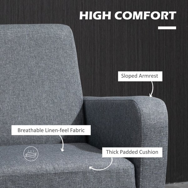 HOMCOM Linen Single Armchair, with Padded Seat & Anti-Cat-Scratch Material, Grey Aosom UK