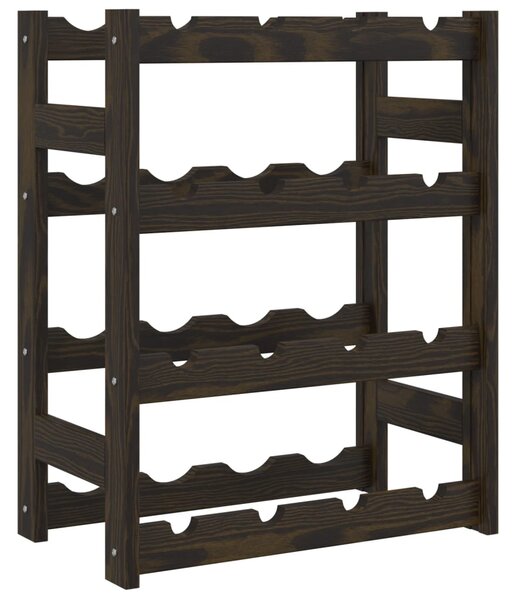 Wine Rack for 16 Bottles Black Solid Wood Pine