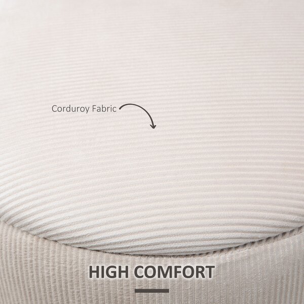 HOMCOM Set of 2 White Modern Storage Ottomans with Removable Lid, Fabric Foot Stools, Dressing Table Stools Aosom UK