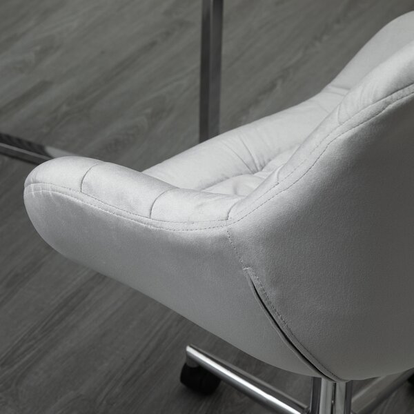 Vinsetto Velvet Ergonomic Office Chair: Adjustable Comfy Desk Chair with Arm and Back Support for Home, Grey Aosom UK
