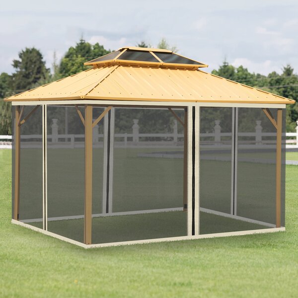 Outsunny Universal Mosquito Netting, Replacement Mesh Sidewall for Patio Gazebos & Canopy Tents, 352 x 207cm, Beige