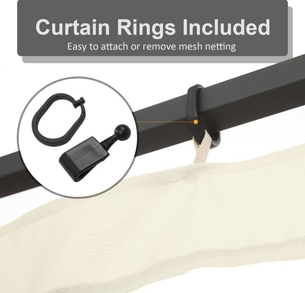 Outsunny Universal Mosquito Netting, Replacement Mesh Sidewall for Patio Gazebos & Canopy Tents, 352 x 207cm, Beige
