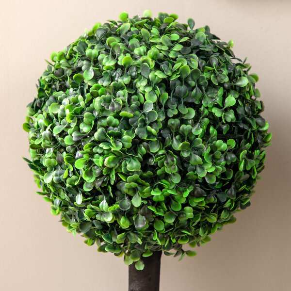 HOMCOM Artificial Boxwood Topiary Balls Set of 2: Faux Plants in Pots, Indoor Outdoor Decor, 20x20x60cm, Green. Aosom UK