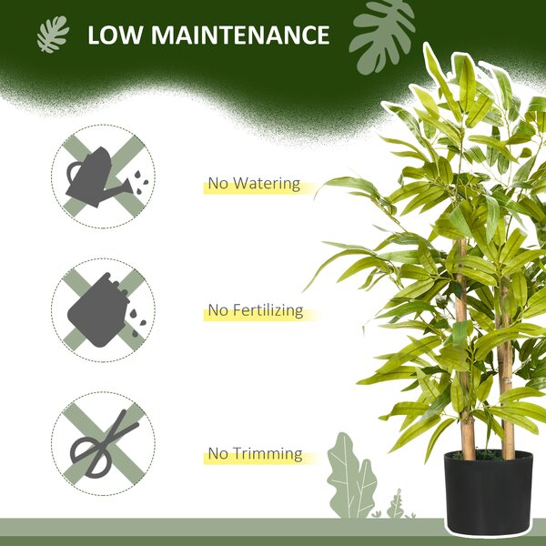HOMCOM 2 PCs Artificial Plants Bamboo Tree in Pot Desk Fake Plants for Home Indoor Outdoor Decor, 15x15x60cm, Green Aosom UK