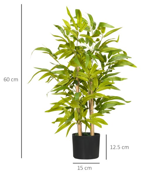 HOMCOM Artificial Bamboo Tree, Fake Plant in Pot for Indoor Outdoor Decor, 15x15x60cm, Green Aosom UK