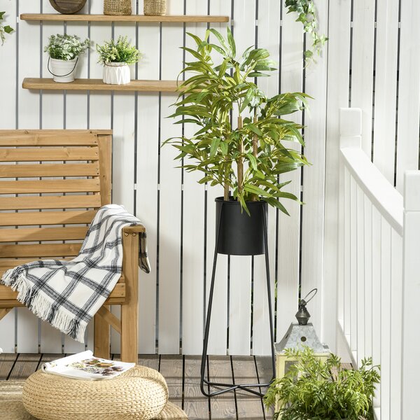 HOMCOM Artificial Bamboo Tree, Fake Plant in Pot for Indoor Outdoor Decor, 15x15x60cm, Green Aosom UK