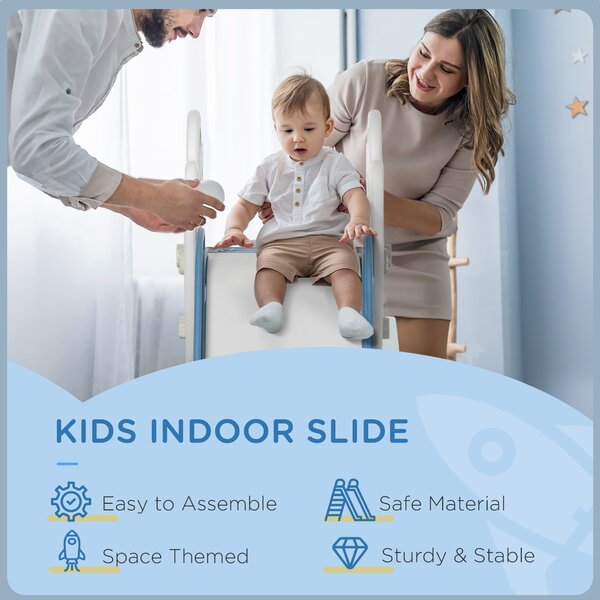 AIYAPLAY Indoor Toddler Slide: Freestanding Space Theme Baby Slide for Ages 1.5-3 Years, Blue Aosom UK
