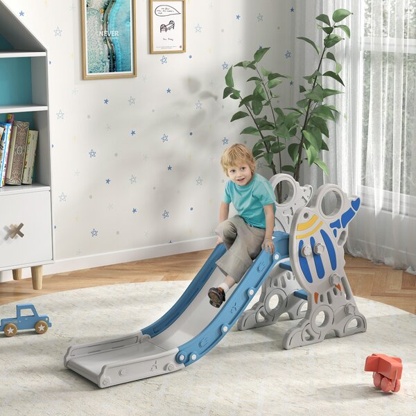 AIYAPLAY Indoor Toddler Slide: Freestanding Space Theme Baby Slide for Ages 1.5-3 Years, Blue Aosom UK