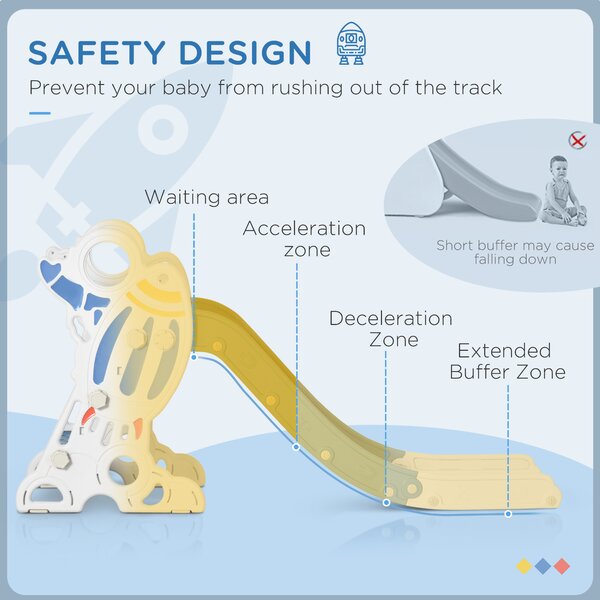 AIYAPLAY Indoor Toddler Slide: Freestanding Space Theme Baby Slide for Ages 1.5-3 Years, Blue Aosom UK