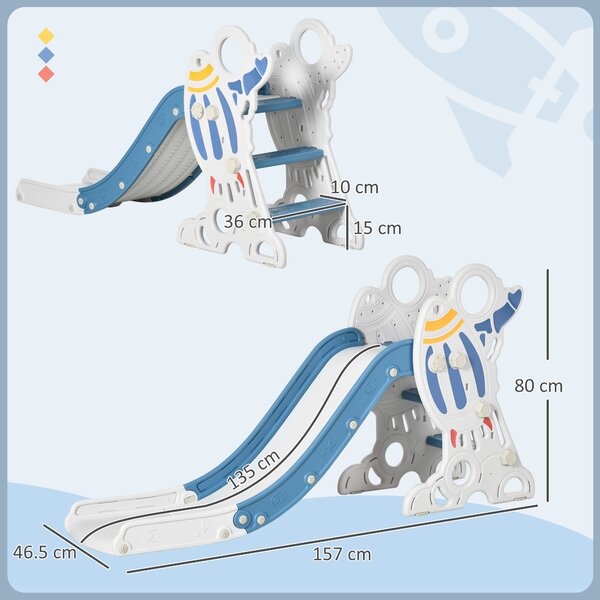AIYAPLAY Indoor Toddler Slide: Freestanding Space Theme Baby Slide for Ages 1.5-3 Years, Blue Aosom UK