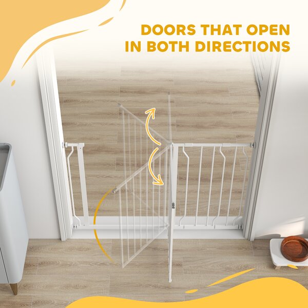 PawHut Dog Gate Dog Gate for Stairs Stays for Doorways, Corridors, Staircases, Firmly Upright When in Use, 75-115cm, White Aosom UK
