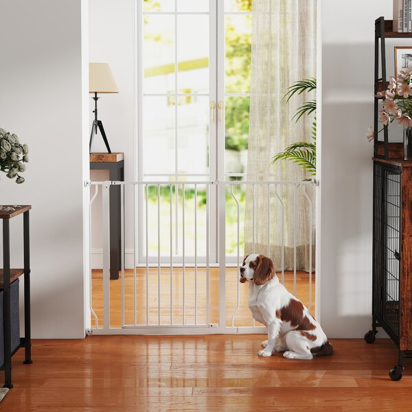 PawHut Dog Gate Dog Gate for Stairs Stays for Doorways, Corridors, Staircases, Firmly Upright When in Use, 75-115cm, White Aosom UK