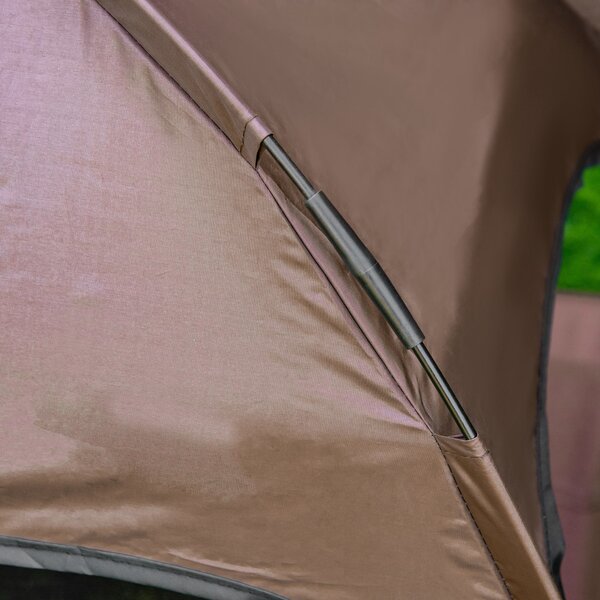 PawHut Elevated Canine Haven: Breathable Mesh Bed with UV-Shielding Canopy for Medium Pups, Coffee Hue Aosom UK