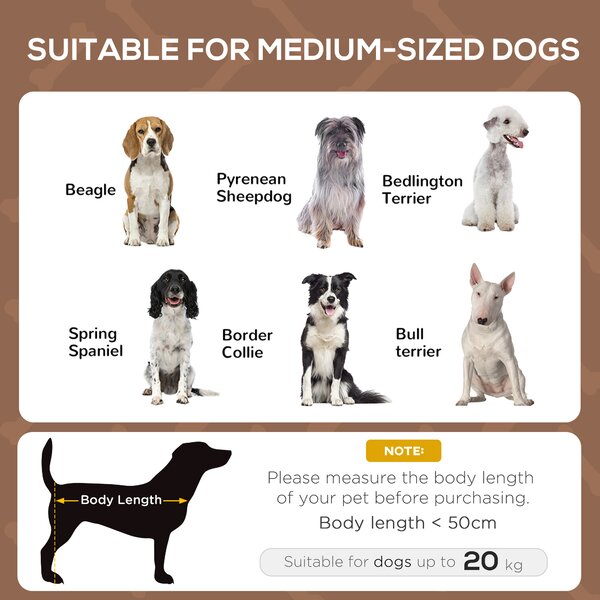 PawHut Elevated Canine Haven: Breathable Mesh Bed with UV-Shielding Canopy for Medium Pups, Coffee Hue Aosom UK